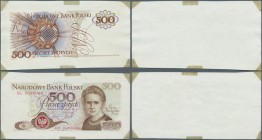 Poland: Intaglio printed front and backside proof for the 500 Zlotych Curie, dated 1971, serial number GL 0000088 at upper left and DP 0000086 at lowe...