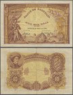 Portugal: 10.000 Reis 1908 P. 81, beautiful note, vertical and horizontal fold, handling in paper, one hole left center but no tears, not repaired, ve...
