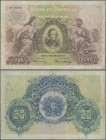 Portugal: 20 Escudos 1915 P. 115a, folded vertically and horizontally, 3 border tears (2x 5mm, 1x 1cm), no holes, not repaired, still strong paper and...