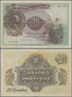 Portugal: 20 Escudos 1920 P. 122, center fold, 2 small border tears (6mm at upper and lower border) and one 2mm tear at upper border, no holes, handli...