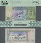 Qatar: Monetary Agency 10 Riyals ND(1980's) SPECIMEN, P.9s with punch hole cancellation in perfect UNC condition, PCGS graded 67 PPQ Superb Gem New
 ...