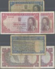 Rhodesia: set of 3 notes containing 10 Shillings & 2x 1 Pound 1966/68, all in used condition, the 10 Shillings stronger used with lots of stain in pap...