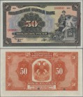 Russia: 50 Rubles 1919 Specimen with serial number 000000 and red ovpt. ”SPECIMEN” at center, P.39Bs, highly rare banknote with a tiny red miscolorati...