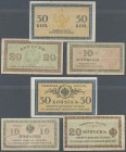 Russia: North Russia Chaikovskiy Government set with 3 Banknotes 10, 20 and 50 Kopeks, P.S131-133. 10 and 20 Kopeks in used condition with folds and s...