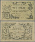 Russia: Siberia & Urals - Orenburg, 3 Rubles 1918, P.S980, slightly stained paper with tiny pinholes and several folds. Condition: F+
 [taxed under m...