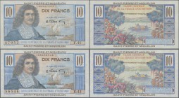 Saint Pierre & Miquelon: Caisse Centrale de la France d'Outre-Mer pair of the 10 Francs ND(1950-60), P.23, both in UNC condition. (2 pcs.)
 [plus 19 ...