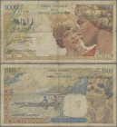 Saint Pierre & Miquelon: Caisse Centrale de la France d'Outre-Mer 1000 Francs ND(1950-60), P.28, almost well worn with toned paper, small tear at lowe...