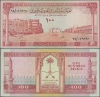 Saudi Arabia: 100 Riyals AH1379 (1961), P.10b, very nice and atractive note with three soft vertical folds and a tiny tear at lower margin, obviously ...
