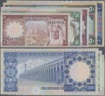 Saudi Arabia: L. AH1379 ND(1976-1977) Issue, set with 5 banknotes 1 - 100 Riyals P.16, 17b, 18, 19, 20, all in UNC condition. (5 pcs.)
 [taxed under ...