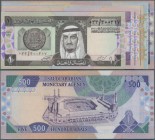Saudi Arabia: Set with 13 banknotes of the L. AH1379 ND(1983-1984) Issue with 3x 1, 3x 5, 3x 10, 2x 50, 100 and 500 Riyals, P.21a,b,c, 22a,b,d, 23c,d,...