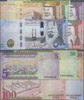 Saudi Arabia: Lot with 5 banknotes comprising 5, 10, 50, 100 and 500 Riyals 2016, P.38-42, all in UNC condition. (5 pcs.)
 [taxed under margin system...