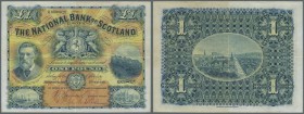 Scotland: The National Bank of Scotland Limited 1 Pound 1918 P. 248a, vertical and horizontal fold, very light stain at right half on back, no holes o...