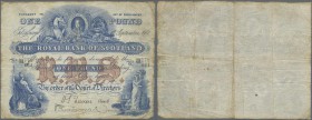 Scotland: The Royal Bank of Scotland 1 Pound 1917, P.316d, still nice and seldom offered with a few folds and lightly stained paper. Condition: F
 [t...
