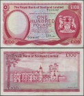 Scotland: The Royal Bank of Scotland 100 Pounds 1972 P. 340a, used with several folds, 3 tiny border tears (about 2mm), still nice colors, condition: ...