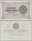 Seychelles: Government of Seychelles 5 Rupees 1954, P.11a, excellent condition, completely unfolded with bright colors and crisp paper, just a few tin...