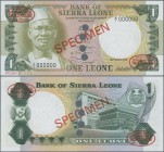 Sierra Leone: 1 Leone 1974 Specimen P. 5as, with zero serial numbers and red specimen overprints, in condition: UNC.
 [plus 19 % VAT]
