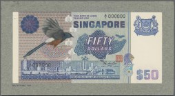 Singapore: Composite essay by De La Rue for front side of an 50 Dollars banknote from 1975, similar to the exisiting one of the bird-series from 1976,...