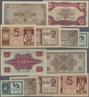 Slovenia: Highly rare lot with 6 banknotes comprising 1/2, 1, 2 and 5 Lir 1944 of the SPARKASSE LAIBACH issue P.R1-R4 in VF to UNC and two of the 10 L...