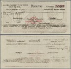 Slovenia: Blank check from 1944 of the Partisans with red serial number and slight vertical fold. Condition: XF
 [taxed under margin system]