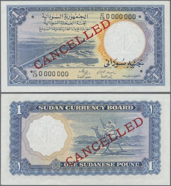 Sudan: Sudan Currency Board 1 Pound 1956 SPECIMEN, P.3s in UNC condition
 [taxe...