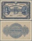 Switzerland: 5 Franken 1914 P. 14, strong original paper, bright colors, only one vertical fold, no holes or tears, great item in condition: XF.
 [ta...