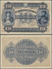 Switzerland: 10 Franken 1914 P. 17, center fold, light horizontal fold, strong paper, original colors, no holes or tears, great fresh appeareance. Con...