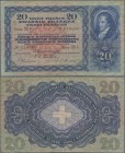 Switzerland: 20 Franken February 22nd 1951, P.39s, still nice with circulation marks like folds and minor spots. Condition: F+
 [plus 19 % VAT]