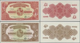 Tonga: Pair with 4 Shillings and 1 Pound 1966, P.9e, 11e, both in excellent and almost perfect condition, just a few minor creases in the paper and a ...