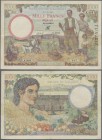 Tunisia: Banque de l'Algérie 1000 Francs 1942 with ”TUNISIE” overprint at right on Algeria #86, with watermark letters, P.20b, still great original sh...