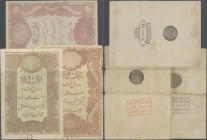 Turkey: set of 3 notes Ottoman Empire containing 10, 20 & 50 Kurush ND(1876-78) P. 48, 50, 51, the 10 Kurush with folds and minor border tears in pape...