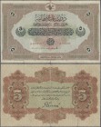 Turkey: 5 Livres 1915 P. 70, used with several folds and border tears, one larger tear (2,5 cm repaired), still nice colors and intact note, condition...