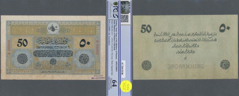 Turkey: Rare Specimen banknote of 50 Livres ND(1916-17) AH1332, RS-4-9-1, with g...