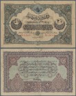 Turkey: 2 1/2 Livres 1917 P. 100, foldede several times, some border tears which are fixed with glue, still strongness left in paper and original colo...