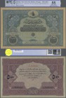 Turkey: Rare Specimen banknote of 500 Livres ND(1918) AH1334 Pick 114s, VA-7, with german specimen perforation ”Druckprobe” and with zero serial numbe...