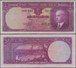Turkey: 1 Lira L.1930 (1940-1944) ”İnönü” - Interim Issue, P.135, very nice note with bright colors and still strong paper, just some folds and minor ...