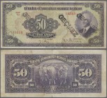 Turkey: 50 Lira ND(1942) P. 142a, 3 stronger vertical folds, stamped 3 times on front, no holes or tears, condition: F- to F.
 [taxed under margin sy...