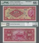 Turkey: Türkiye Cümhuriyet Merkez Bankasi 10 Lira L.1930 ND(1947) SPECIMEN with zero serial number, overprint ”Specimen” and punch hole cancellation, ...
