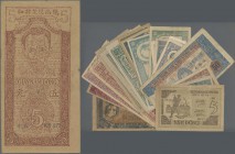 Vietnam: Very nice set with 20 banknotes of the early series of North Vietnam from 1946-1949 including 5 Dong ND(1946) P.2b in F, 5 Dong ND(1946) P.3b...