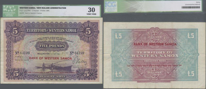 Western Samoa: Territory of Western Samoa 5 Pounds May 1st 1961 Treasury note, P...