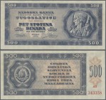 Yugoslavia: 500 Dinara 1950, P.67w (not issued), tiny dint at lower left corner. condition: aUNC
 [taxed under margin system]
