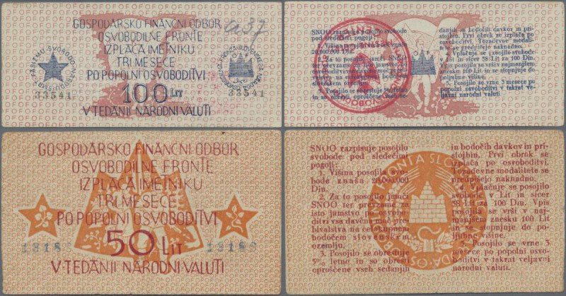 Yugoslavia: State Financial Department, Liberation Front 50 and 100 Lit ND(1944)...