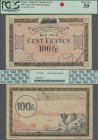 France: Regie des Chemins de Fer 100 Francs 1923 SPECIMEN, P.10s with minor stains and rusty clipmark, PCGS graded 50 About New. Highly Rare! ÷ Regie ...