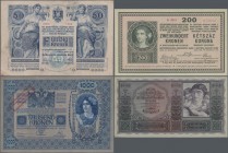 Austria: Green collectors album (Auffinger-Vordruck-Album) with 49 banknotes Austria from 1806 - 1924, mainly in F to aUNC condition, containing for e...