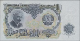 Bulgaria: 1947/. 20 st emergency note of 1947, 25 L, 50 L (two copies) and 200 L (two copies) of 1951. In addition four pages from State Securitty Pri...