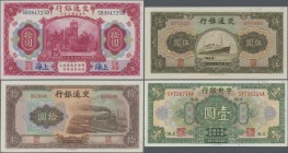 China: Very interesting lot with 57 banknotes China comprising for example Bank of Communications 10 Yuan 1914 SHANGHAI branch P.118 in UNC, 5 and 10 ...