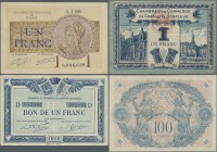 France: Collectors album with 5 large size Assignates and 73 pcs. Notgeld of different French Cities and Regions. Condition: F- to UNC (78 pcs.)
 [ta...