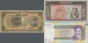Iran: Nice lot with 18 banknotes including for example 10 Rials SH1313 P.25 (VG), 20 Rials SH1330 P.55 (aUNC), 50.000 Rials ND(2007-19) P.149 (UNC) an...