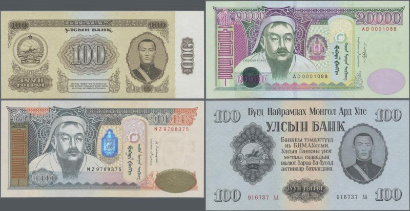 Mongolia: Huge lot with 57 banknotes series 1955 - 2009, comprising for example ...