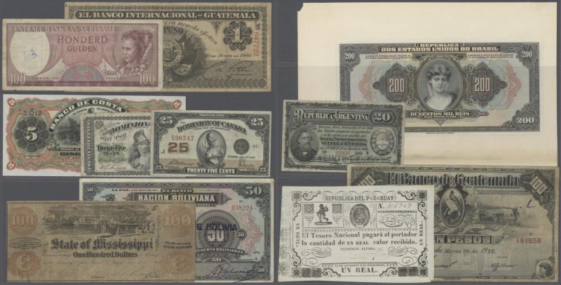 Alle Welt: large set of 64 higher value banknotes from american (mostly south am...