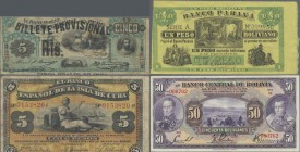 Alle Welt: Very nice lot with 97 banknotes from all over the world with a lot of high value notes like for example Argentina 1 Peso Boliviano 1868 P.S...
